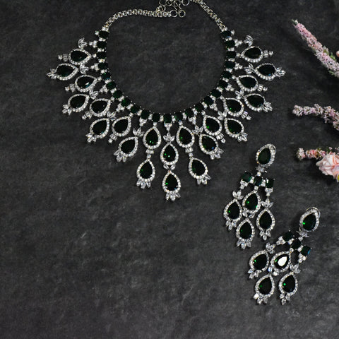 Naham Green Necklace Set - The Pashm