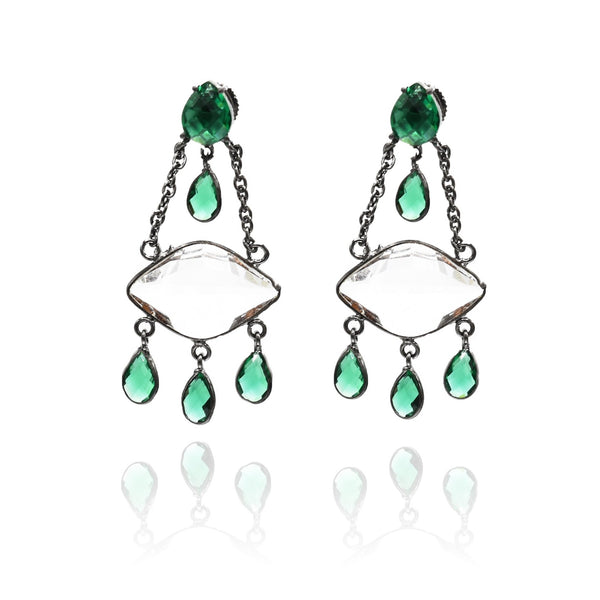 Crystal Colored Drops Earrings Green - The Pashm