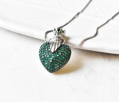 Moss Heart 925 Silver Necklace - The Pashm