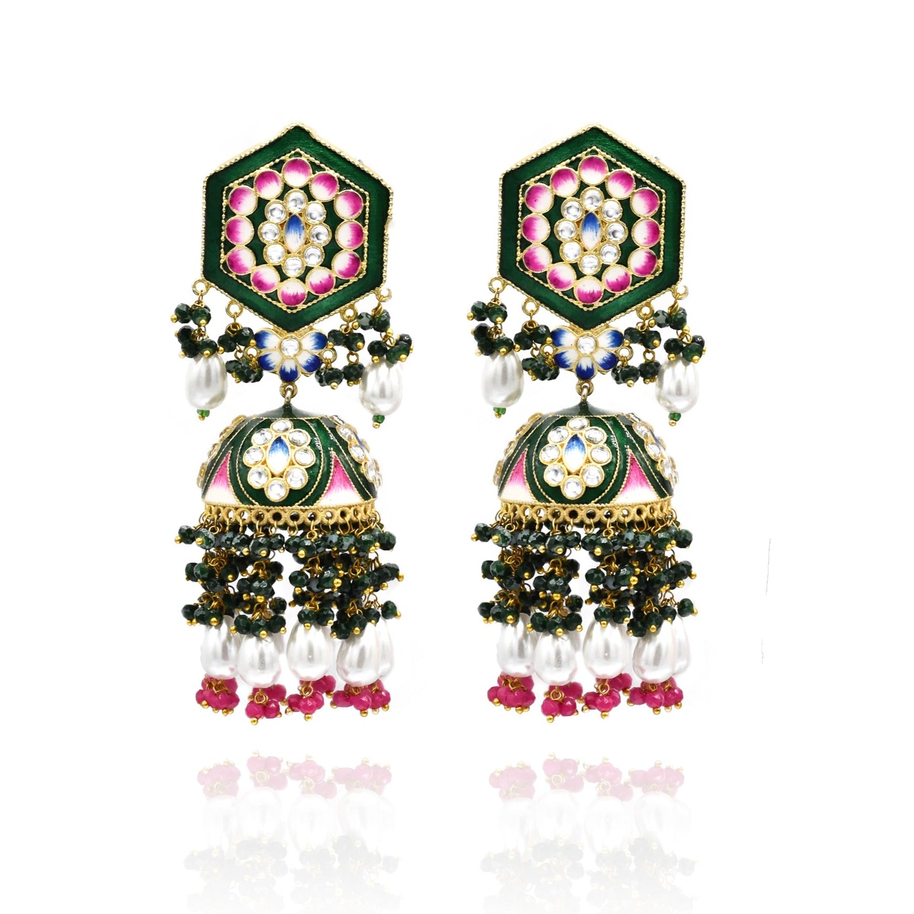 Taani Meenakari Earrings Tikka Set - The Pashm