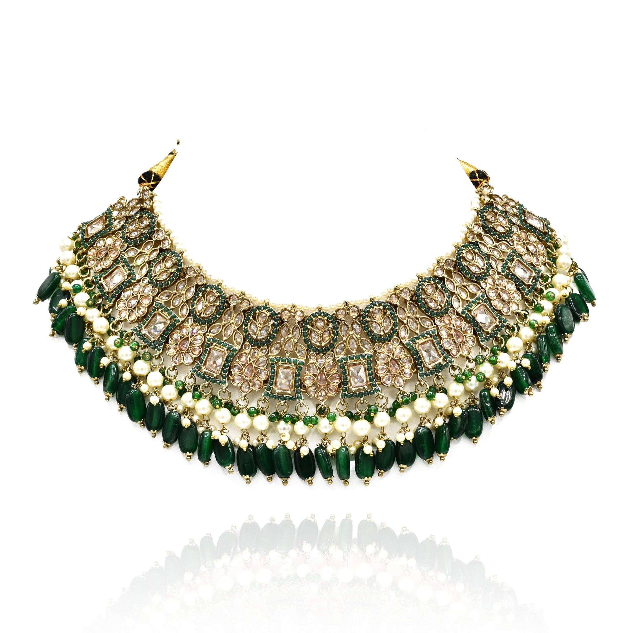 Anaira Green Jarkan Polki Studded Set - The Pashm