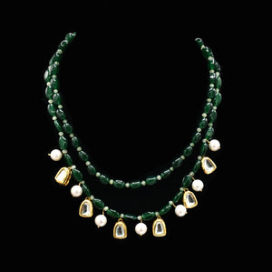 Erum Emerald Kundan Pearl Necklace - The Pashm