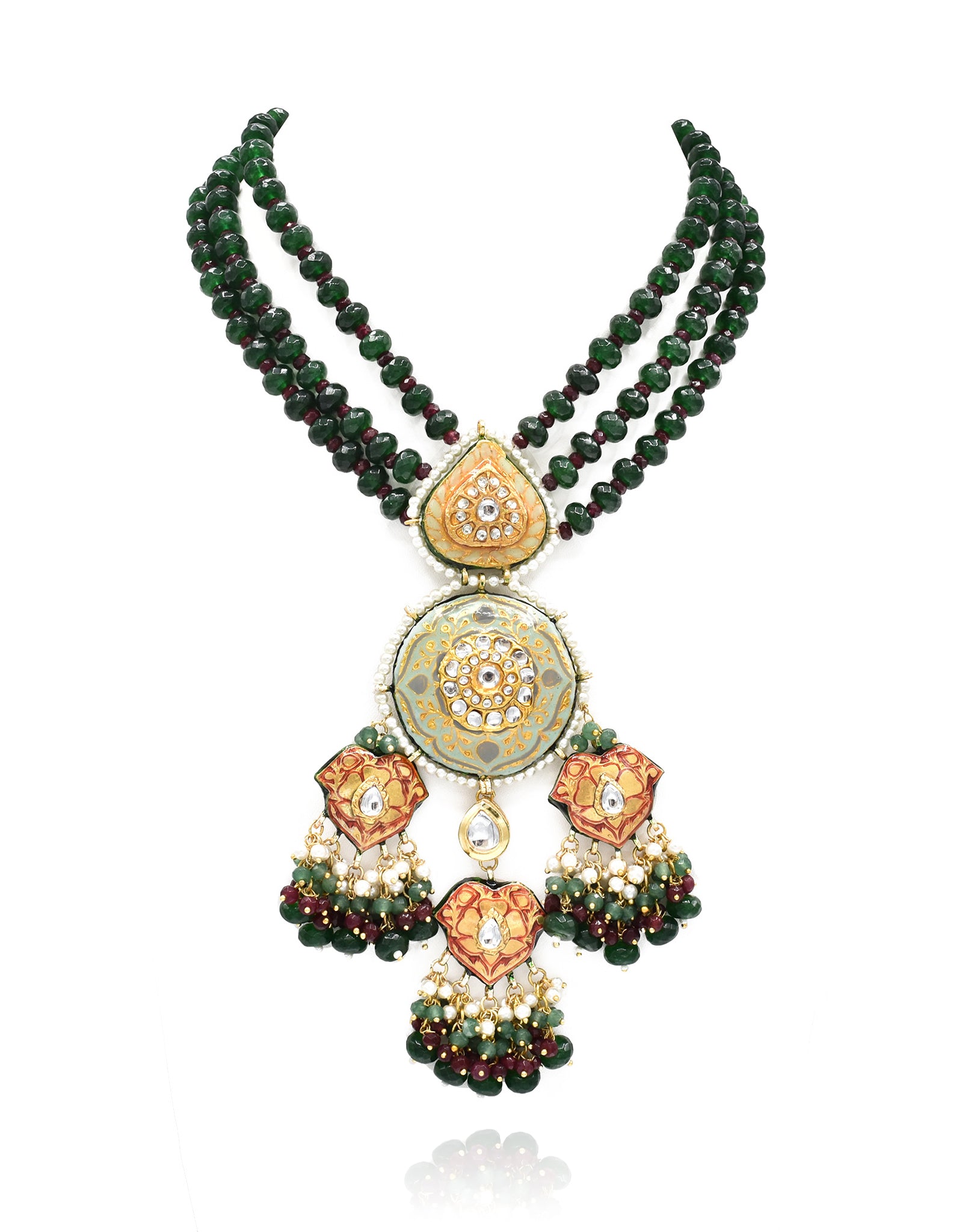 Aisha Lac Green  Beaded Set - The Pashm