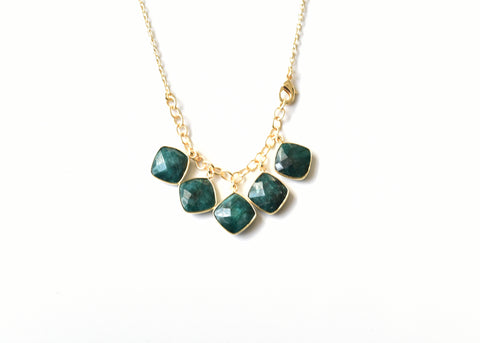 Green Faceted Chalcedony Necklace