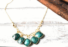 Green Faceted Chalcedony Necklace