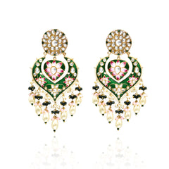 Paarvi Meenakari Earrings Green - The Pashm