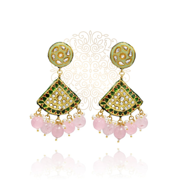 Reema Lac Earrings Pink Beads - The Pashm