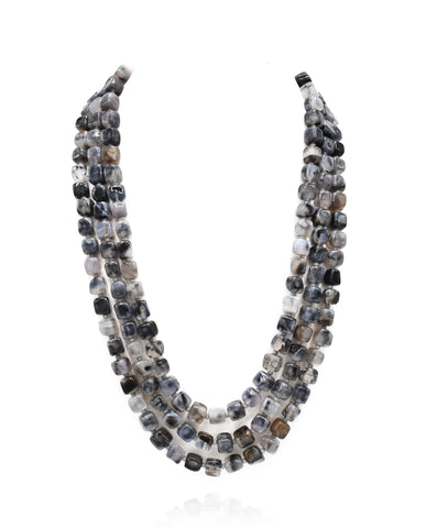 Zaina Grey Tortoise Shell Beads Necklace - The Pashm