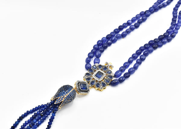 Barkha Indigo Bead Crown Necklace - The Pashm