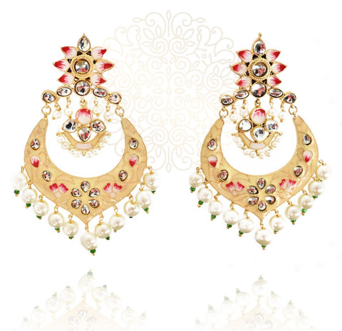 Hand Painted Meena Chandbali - The Pashm