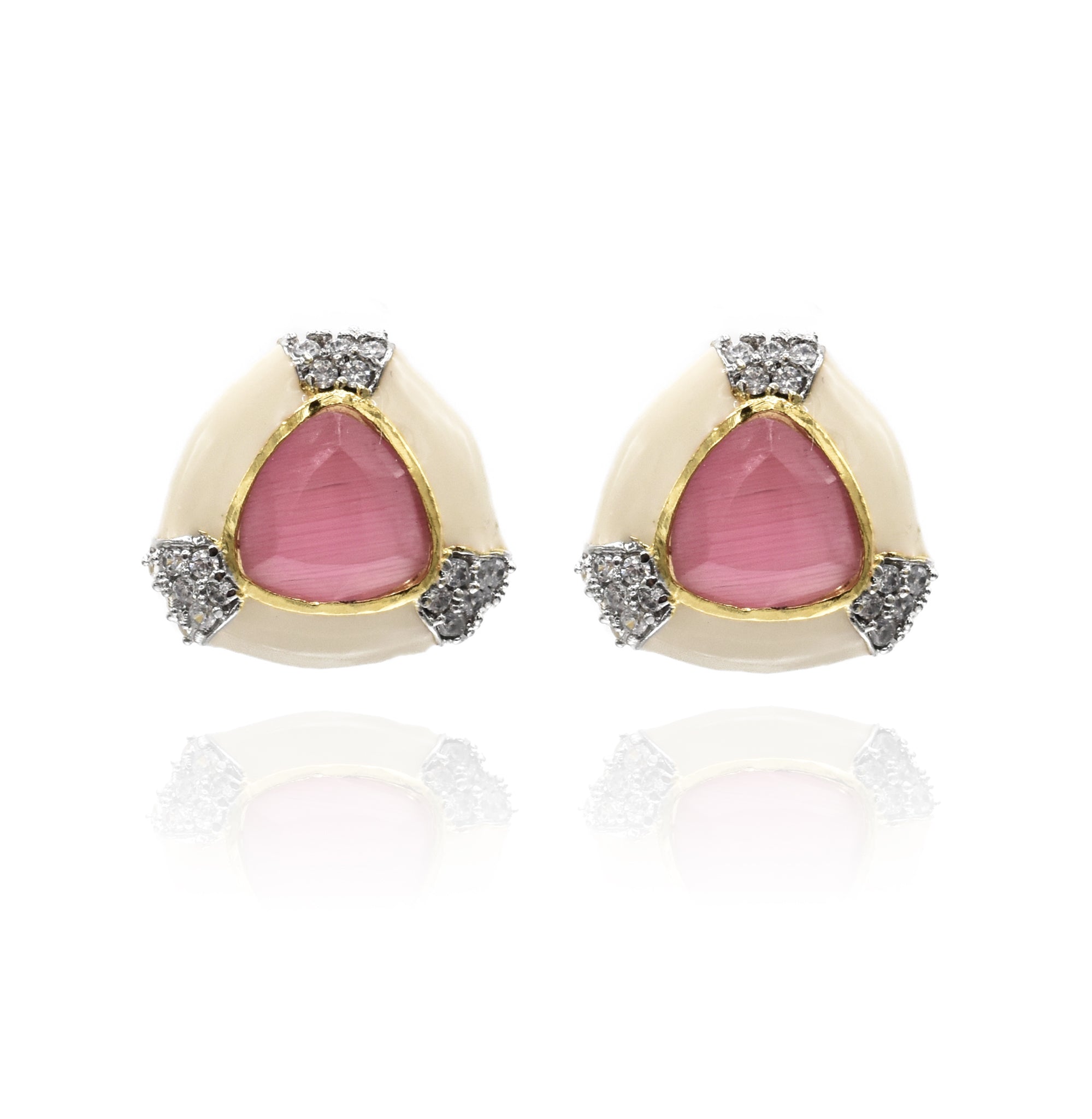 Enamel Stone Studs Ivory - The Pashm