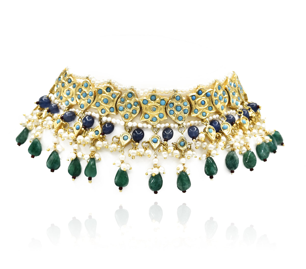 Nousha Turquoise Jadau Choker Set - The Pashm