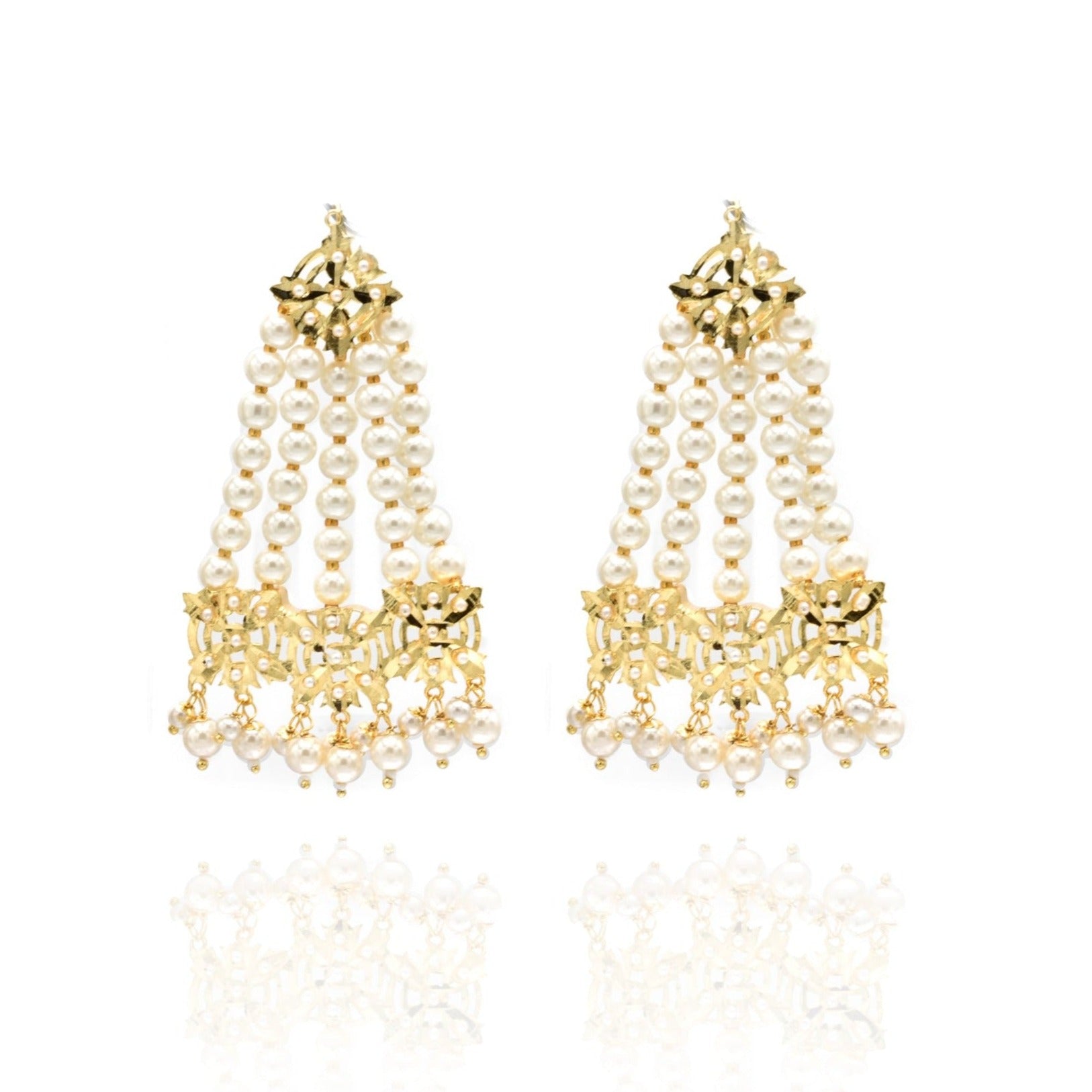 Anisah Jadau Earrings - Pearl - The Pashm