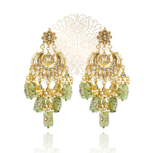 Laila Kundan Earrings Mint - The Pashm