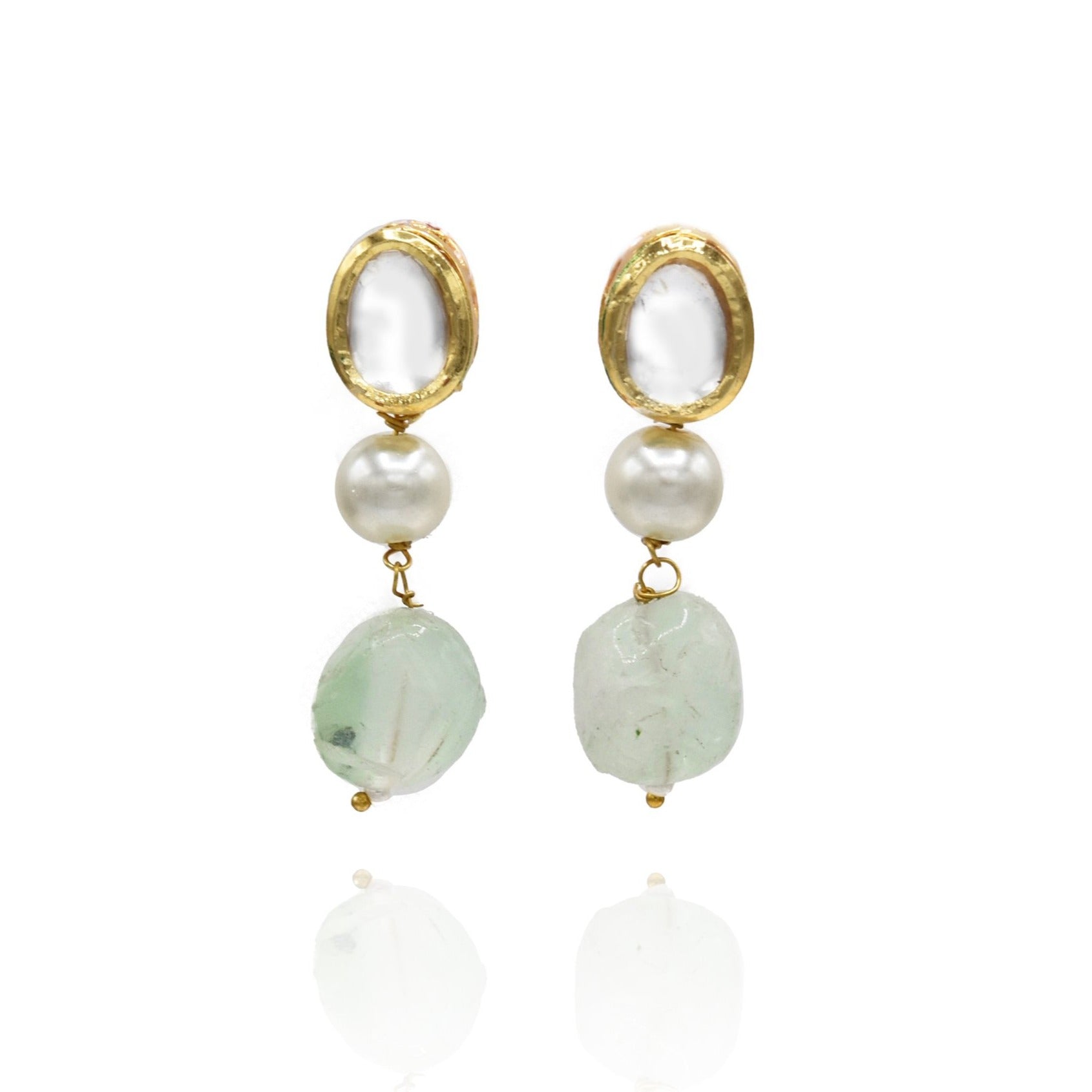 Azra Kundan Pearl Fluorite Har Set - The Pashm