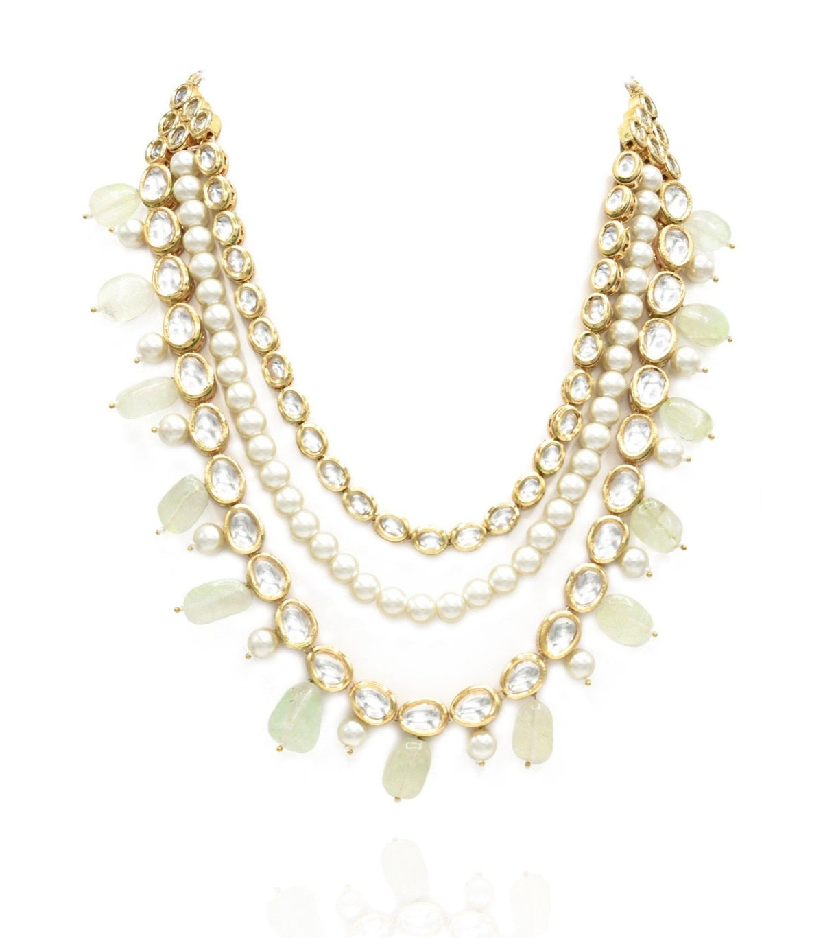 Azra Kundan Pearl Fluorite Har Set - The Pashm