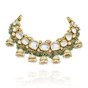 Deepti Purple Green Kundan Haar Set - The Pashm