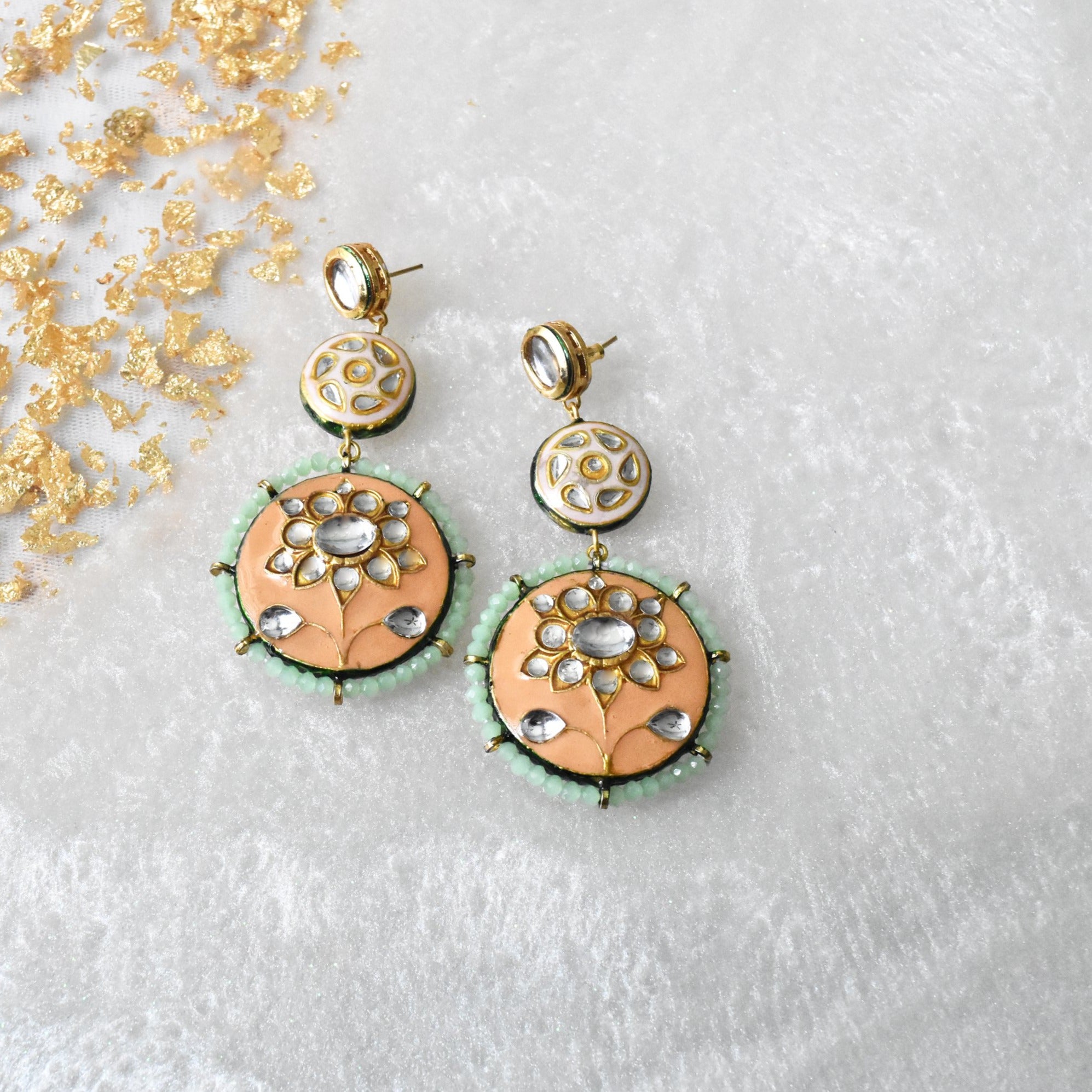 Garima Lac Earrings Blush Peach - The pashm