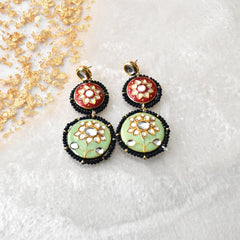 Garima Lac Earrings Red Green - The pashm