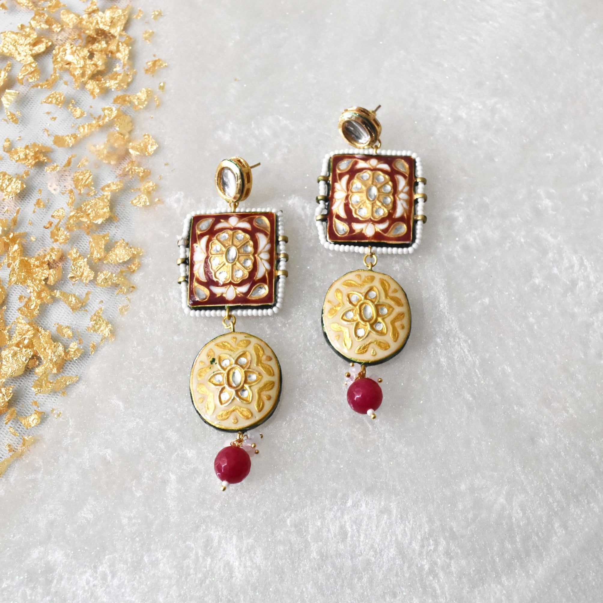 Vaani Lac Earrings Red -The Pashm