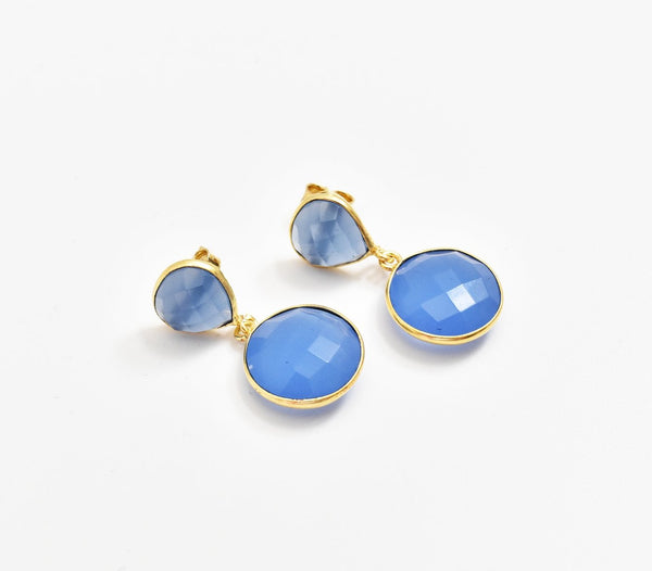 Blue Chalcedony Earrings - The Pashm