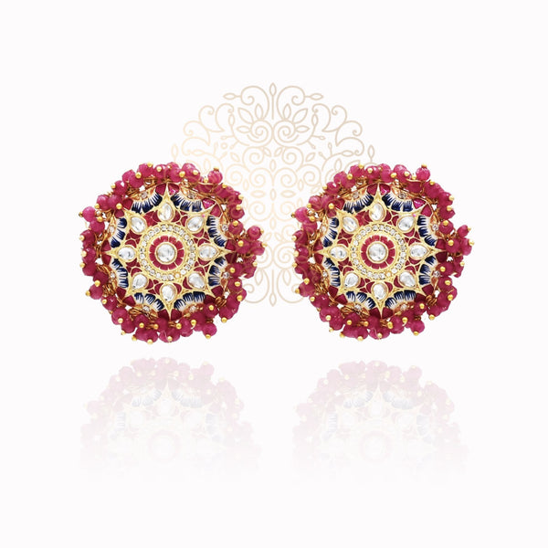 Raghvi Meenakari Beaded Wreath Earrings Pink - The Pashm
