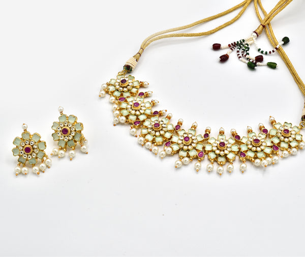 Saima Polki Mint Choker - The Pashm