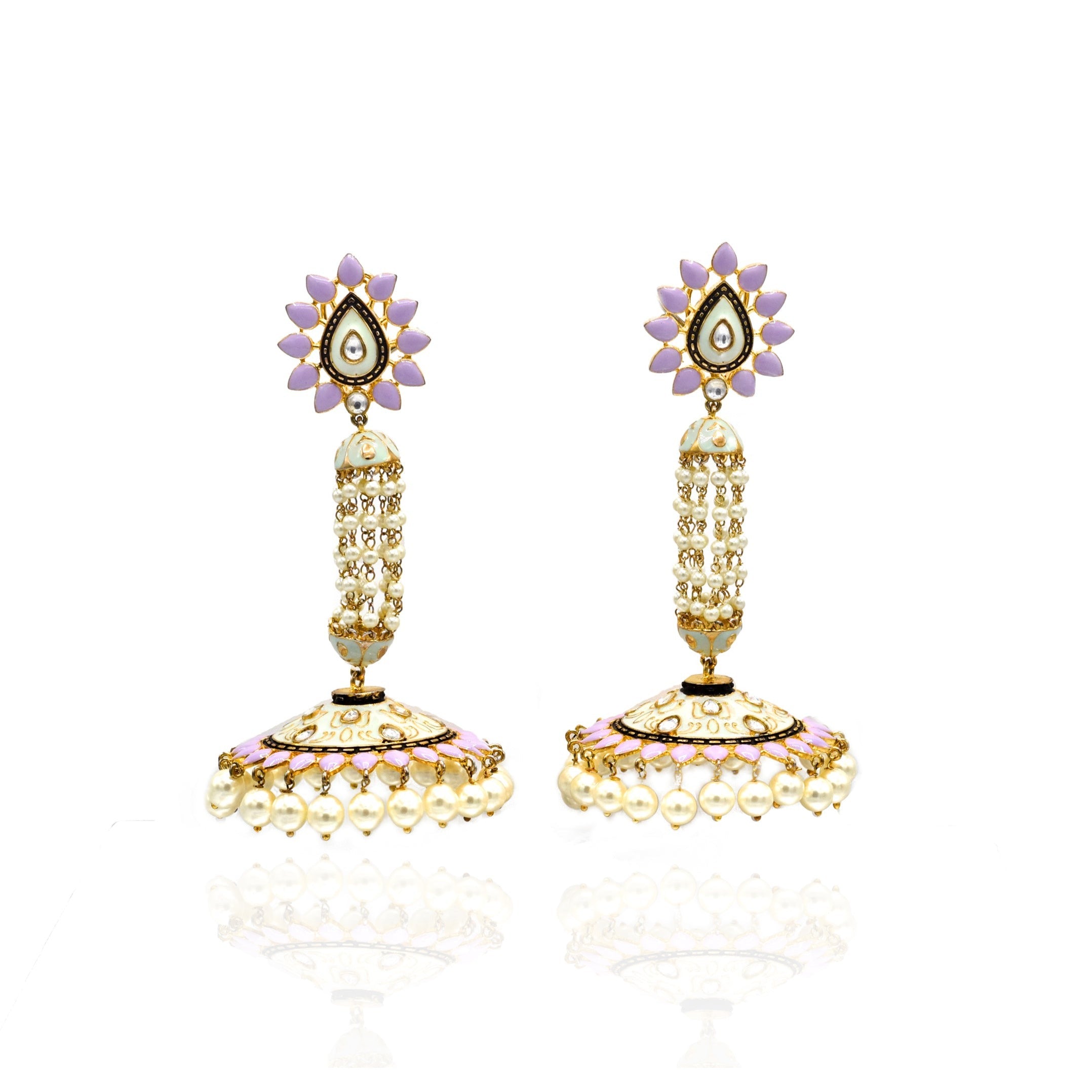 Madhu Meenakari Earrings - Mint - The Pashm