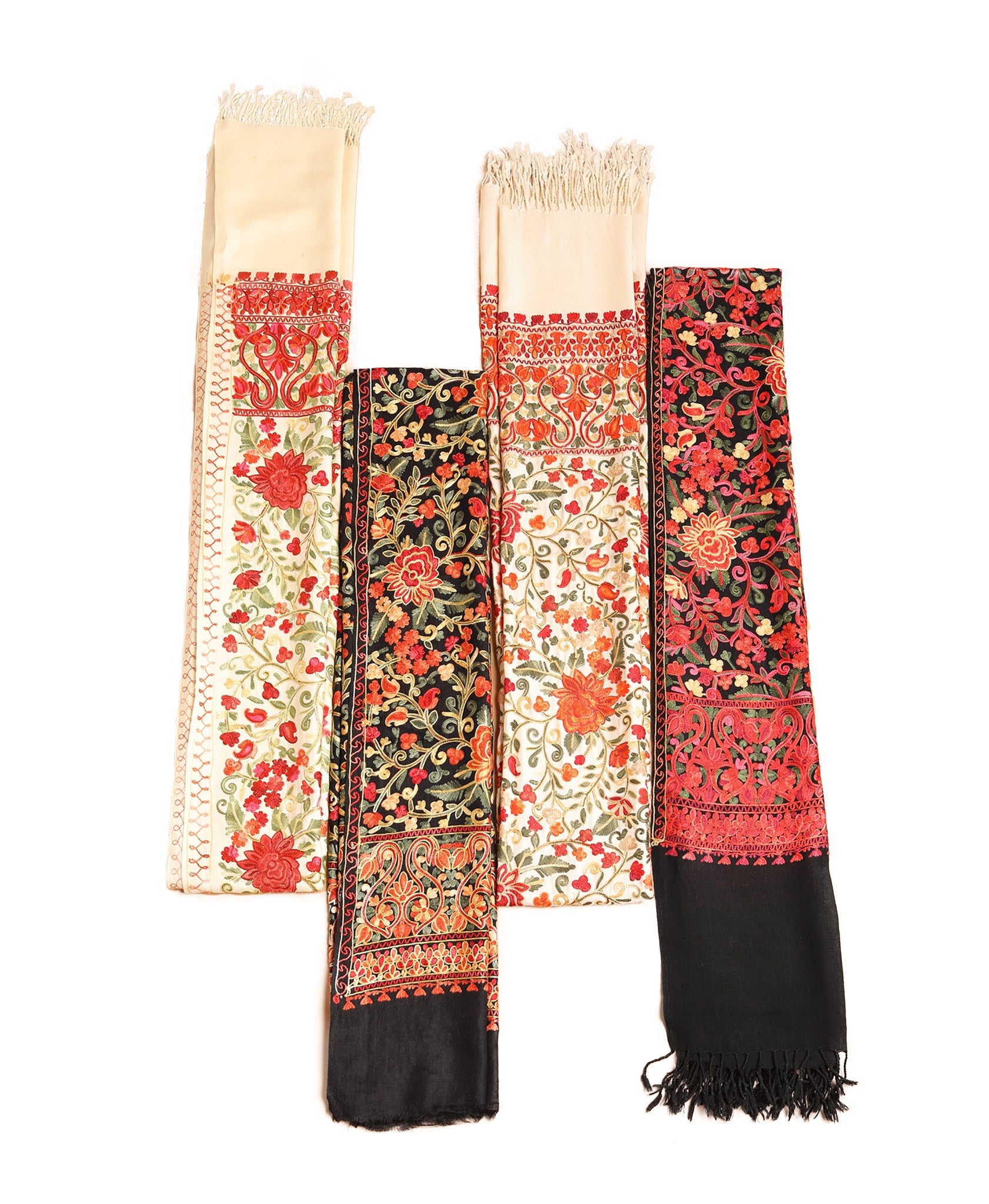 Colorful Floral Embroidery Cashmere Stole