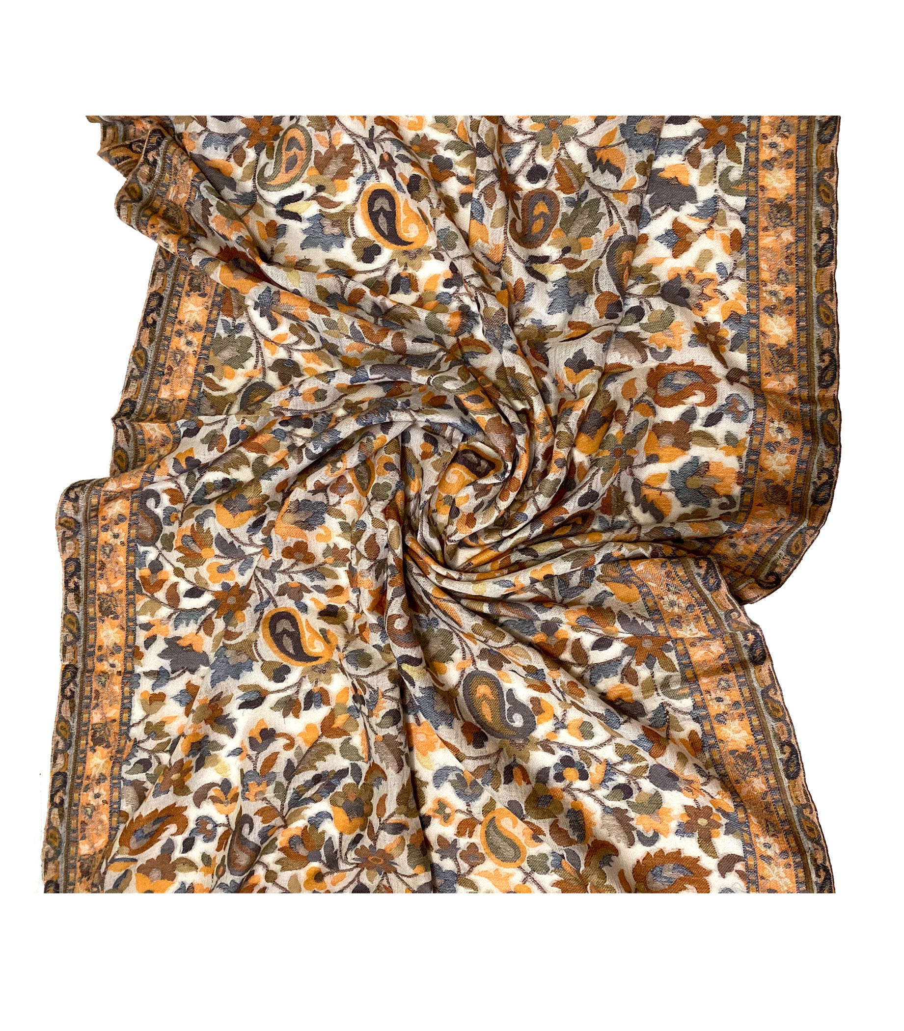 Mustard Paisley Floral Kani Wool Shawl - The Pashm