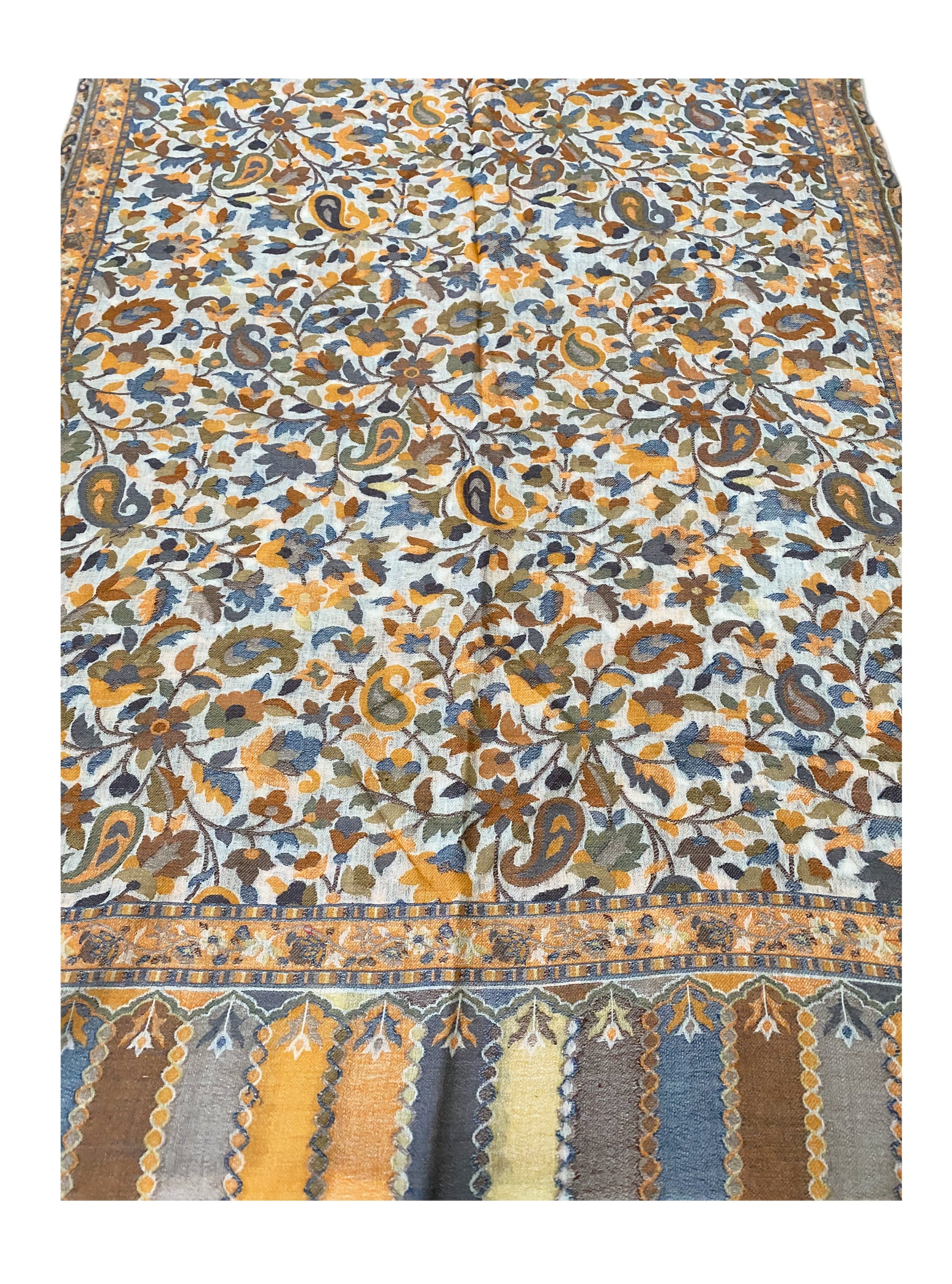 Mustard Paisley Floral Kani Wool Shawl - The Pashm