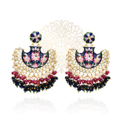 Roma Meenakari Earrings Navy Blue - The Pashm