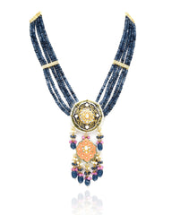 Saroj Lac Beaded Set - Navy Blue - The Pashm