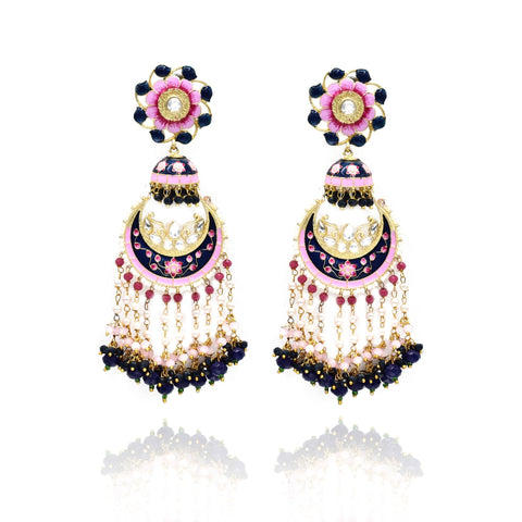 Simran Tasseled Meenakari Earrings - The Pashm