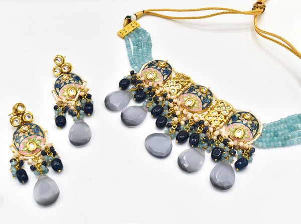 Aayushi Blue Lac Necklace Set - The Pashm
