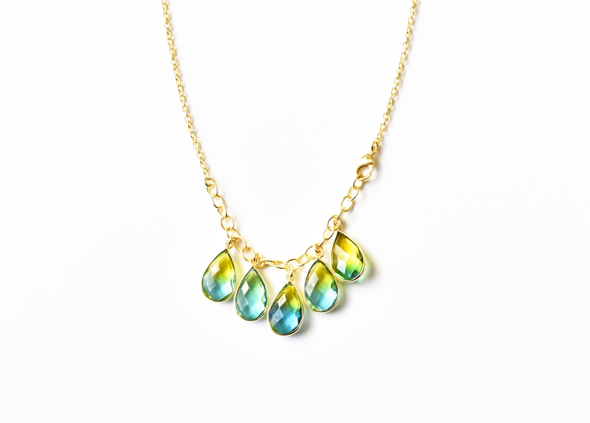 Gold-Tone Ombre Stone Drop Necklace