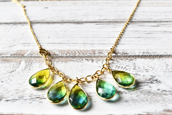 Gold-Tone Ombre Stone Drop Necklace
