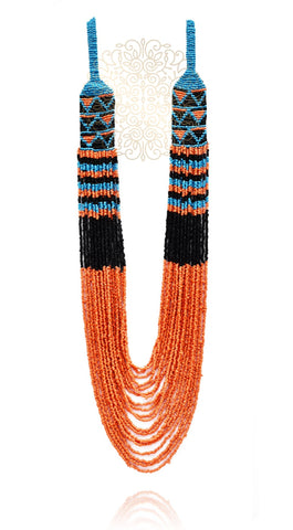 Sasha Hand Knitted Bead Necklace - Orange