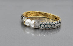 Ruhana Pearl AD Meena Bangle - The Pashm