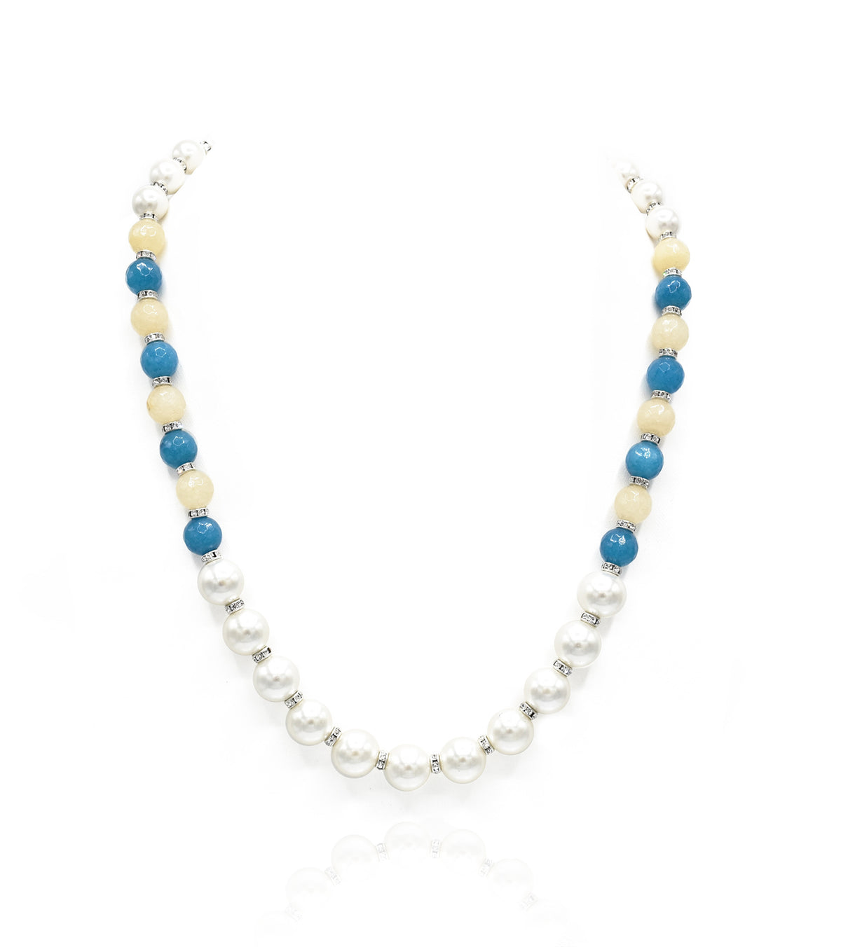 Tisha Pearl Sky Blue Beads Necklace - The Pashm