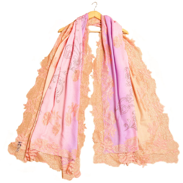 Embellished French Chantilly Lace Ombre Shawl - The Pashm