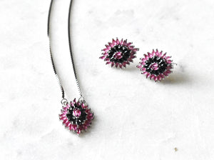 Aamiya 925 Silver Necklace Set - Pink
