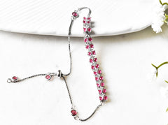 Jennifer CZ Pink Stones 925 Silver Bracelet - The pashm