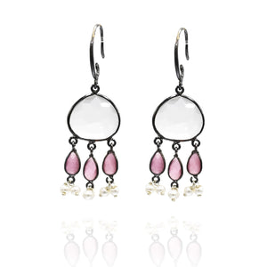 Crystal Drops Earrings Pink - The Pashm