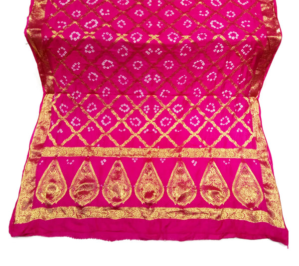Hot Pink Tie-Dye Zari Banarasi Dupatta