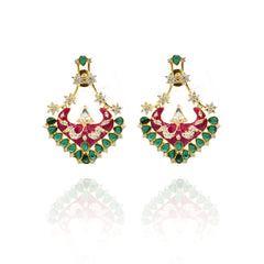 Vaidehi Meenakari Studded Earrings Magenta Green - The Pashm