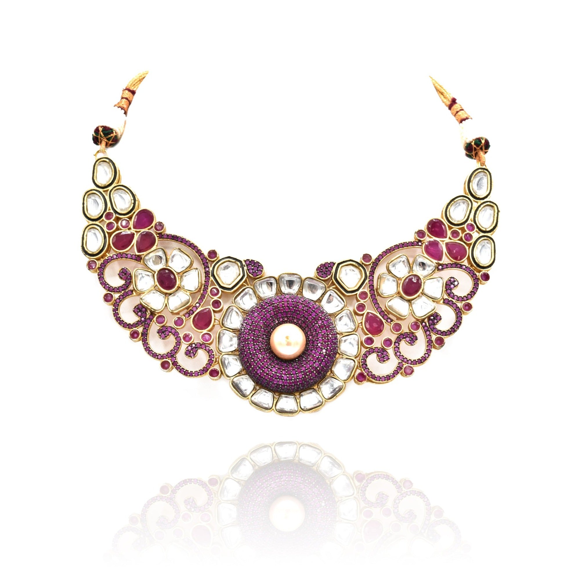 Nimrat Pink Studded Necklace - The Pashm