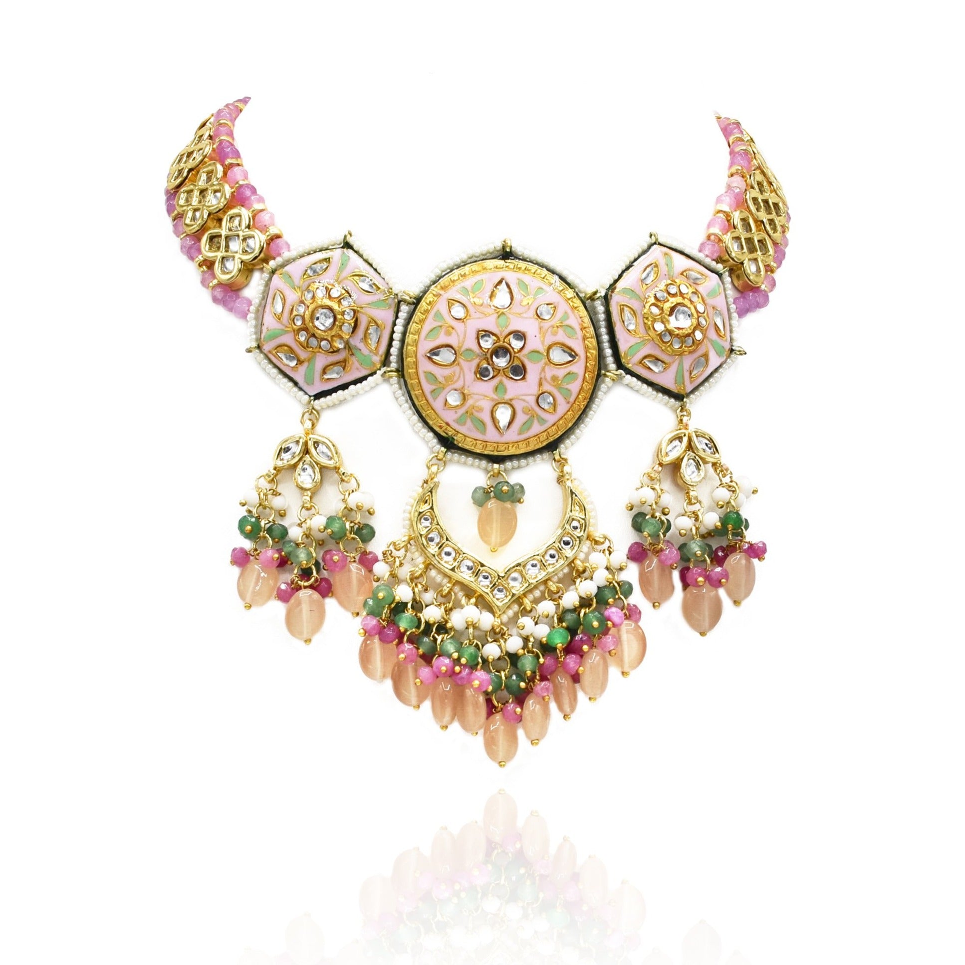 Arnika Pink Lac Necklace Set - The Pashm