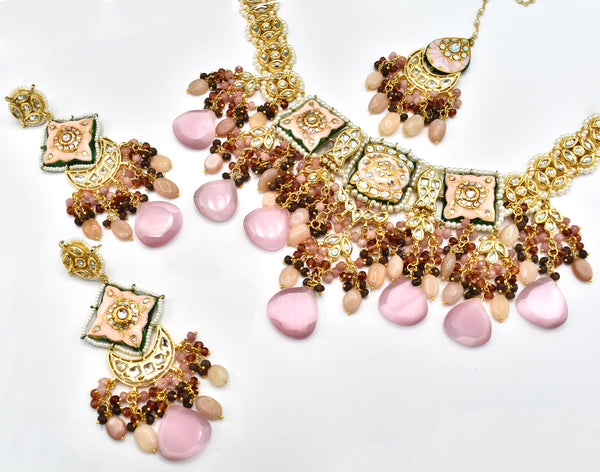 Mallika Pink Lac Necklace Set - The Pashm