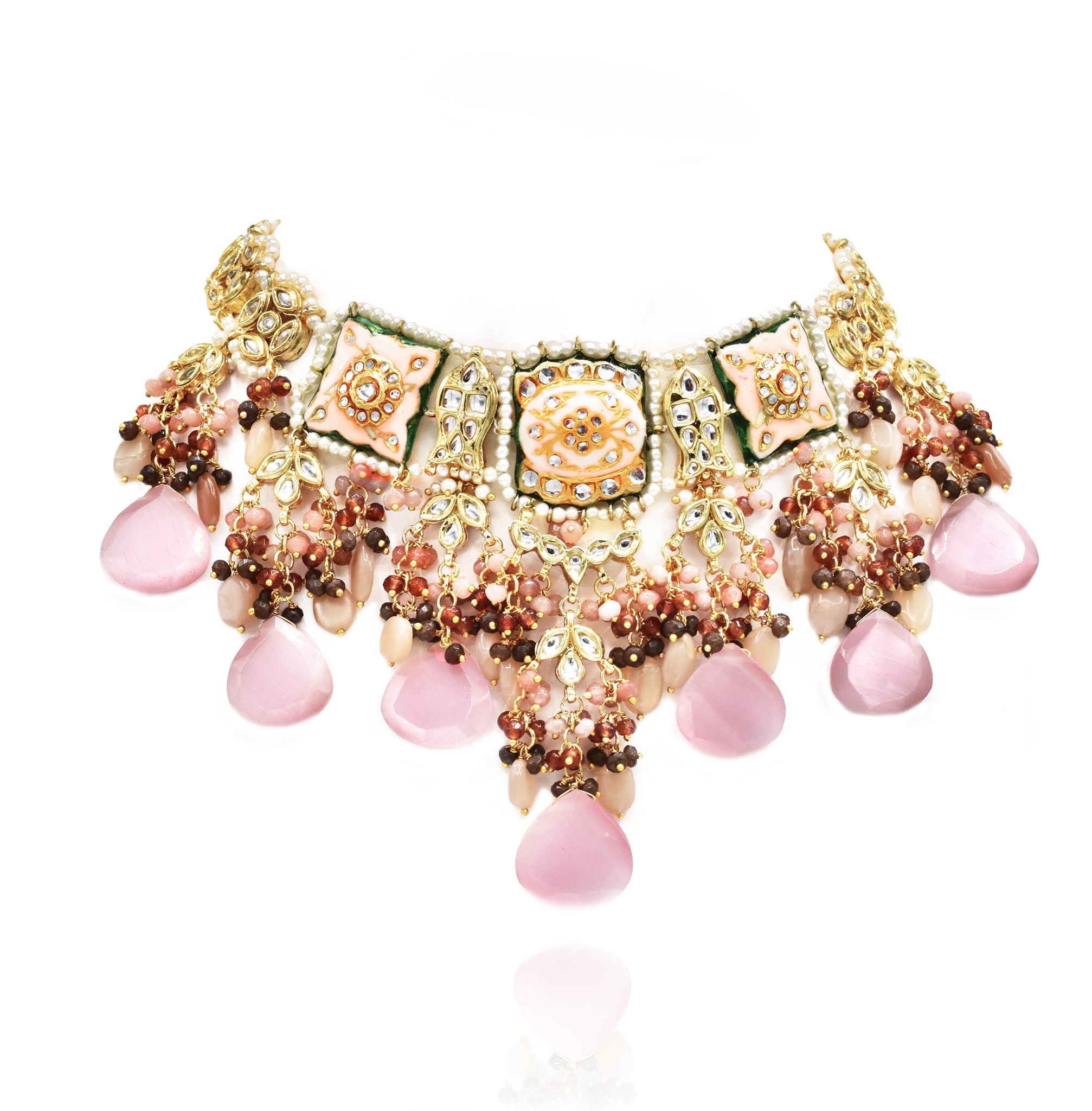 Mallika Pink Lac Necklace Set - The Pashm
